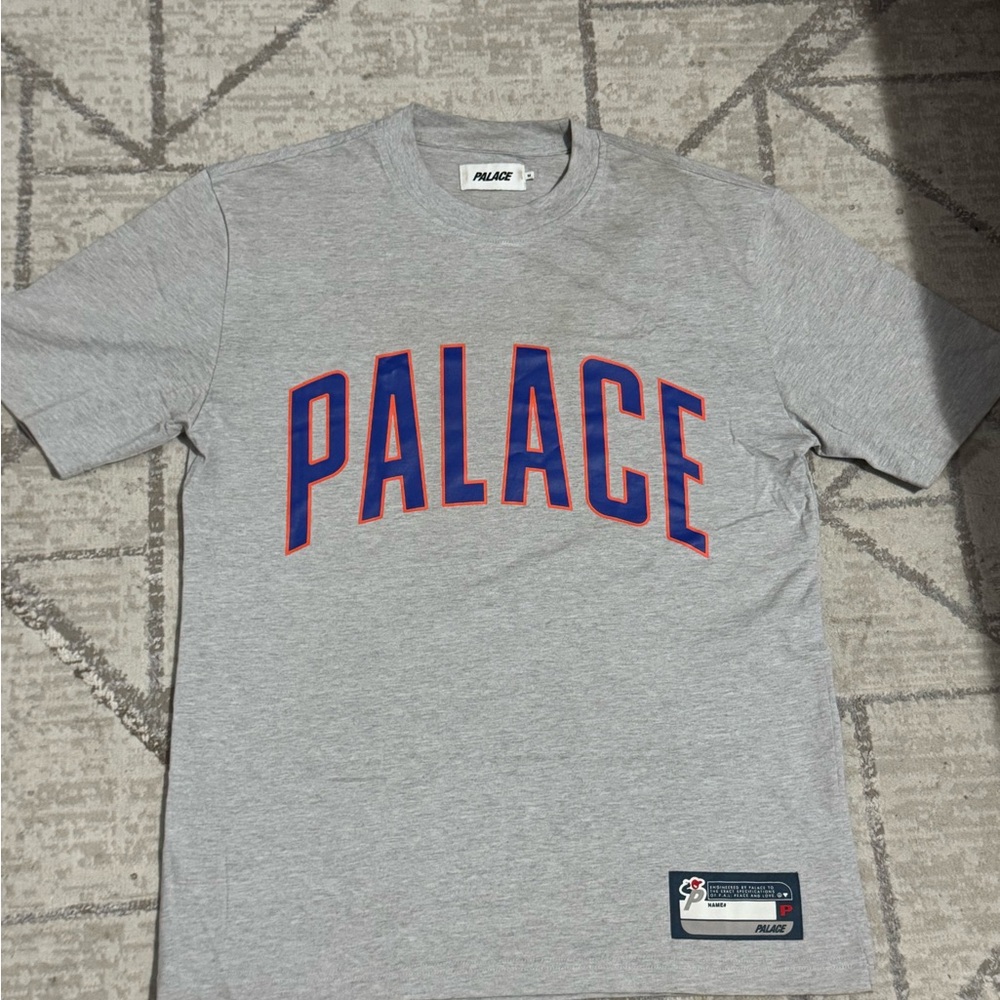 PALACE Gray Tee with Blue and Red Accents